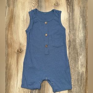 Baby boy romper. Blue ribbed romper. Boys jumpsuit. One piece boys outfit Modern